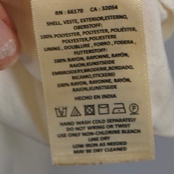 Feather Bone Anthropologie Feuille Embroidered Tunic Dress Ivory Womens Size 8 - Picture 9 of 10